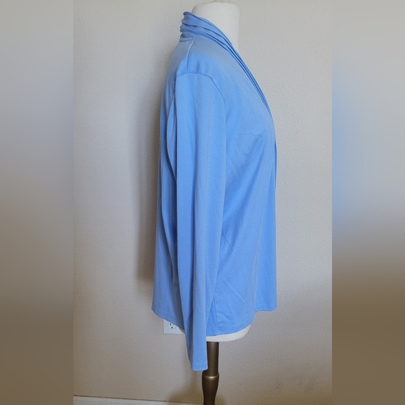 L.L. BEAN LIGHT BLUE OPEN FRONT LIGHT SWEATER (sz - lg) - Picture 2 of 4